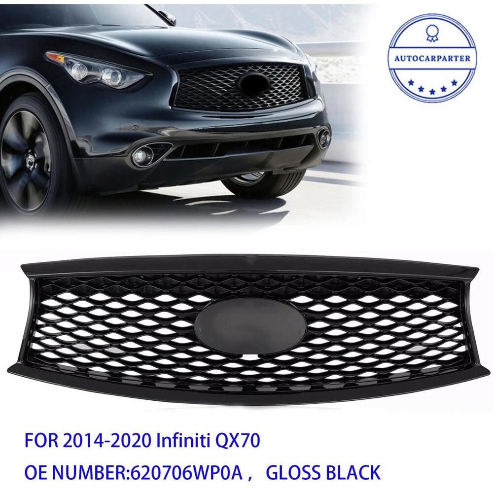 For 2014-2020 Infiniti QX70 Front Radiator Grille Grill Glossy Black 620706WP0A